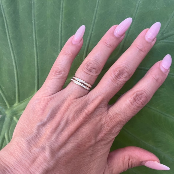 Dainty 14k Yellow Gold Eternity Wedding Band 2 pc - Picture 5 of 12